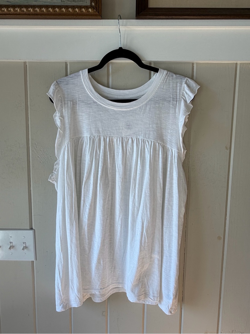 Wonderly White Ruffled Sleeve Cotton Tank Top, Size 2X, NWT